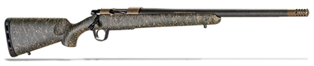 Picture of Christensen Arms 8010602600 Ridgeline  7Mm-08 Rem 4+1 24" Carbon Fiber/Threaded Barrel, Burnt Bronze Cerakote, Green With Black/Tan Webbing Stock 801-06026-00