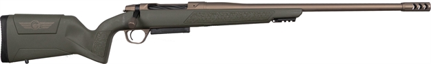 Picture of  Christensen Arms 8011500800 Evoke  Full Size 300 Win Mag 4+1 22" Burnt Bronze Cerakote #4 Contour Threaded Barrel, Gray W/Bronze Logo Hybrid Hunter W/Picatinny Rail Synthetic Stock 840290523779