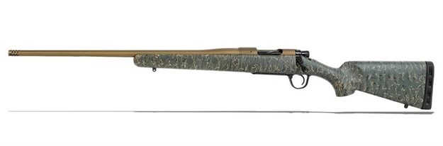 Picture of Christensen Arms 8010105000 Mesa  6.5 Prc 4+1 24" Threaded Barrel, Burnt Bronze Cerakote, Green With Black/Tan Webbing Stock, Left Hand 801-01050-00 696528088363
