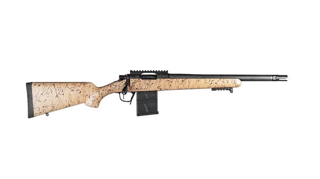 Picture of Christensen Arms 8010612100 Ridgeline Scout Full Size 6.5 Creedmoor 4+1, 16" Black Nitride Steel Threaded Barrel, Black Nitride Aluminum Receiver, Tan W/Black Webbing Fixed Sporter Stock 801-06121-00 691328238062