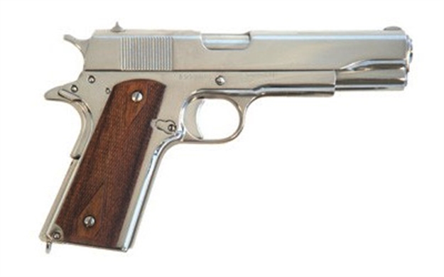 Picture of Cimarron Firearms 1911A1 45Acp 5" FS 8-Shot Polished Nickel Walnut 1911NOO
