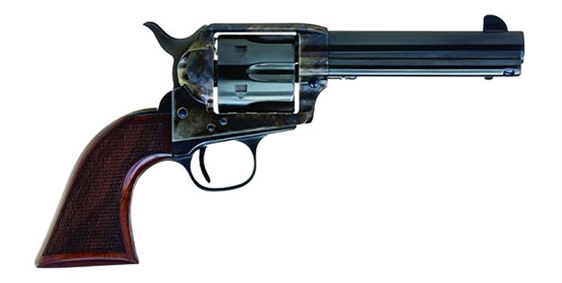 Picture of  Cimarron Ar410 Arizona Ranger  45 Colt (Lc) 6 Shot, 4.75" Blue W/Engraved "Arizona Ranger" Steel Barrel, Blued Cylinder, Color Case Hardened Steel Frame, Checkered Walnut Grip, Exposed Hammer 844234240463