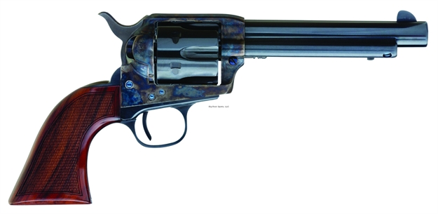 Picture of Cimarron Firearms Evil Roy Revolver 44-40 Win, 5.5 In, Checkered Wood Grp, Case Hardened Frame, Lightened Trgr