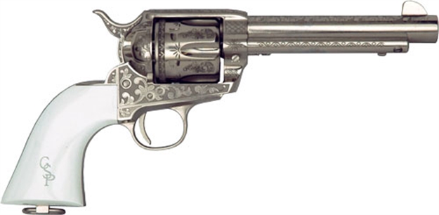 Picture of Cimarron Firearms George Patton V1.45Lc PW FS 5.5" Engraved Nickel<