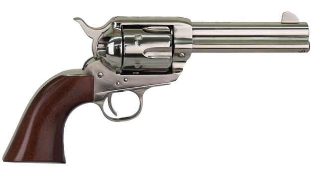 Picture of  Cimarron Ppp45n Pistolero  45 Colt (Lc) 6 Shot, 4.75" Nickel-Plated Steel Barrel, Cylinder & Frame, Wide Front Sight, Smooth Walnut Grip 844234129935