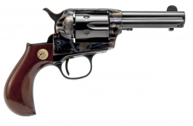 Picture of  Cimarron Ca346 Model P Thunder 45 Colt (Long Colt) 6 Shot 3.50" Blued Stainless Steel Barrel, Blued Cylinder, Color Case Hardened Steel Frame, Birdshead Walnut Grip, Exposed Hammer 814230010353