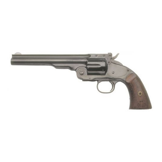 Picture of  Cimarron Ca850 No. 3 Schofield  45 Colt (Long Colt) 6 Shot 7" Matte Black Stainless Steel Barrel, Cylinder & Frame, Walnut Grip, Exposed Hammer