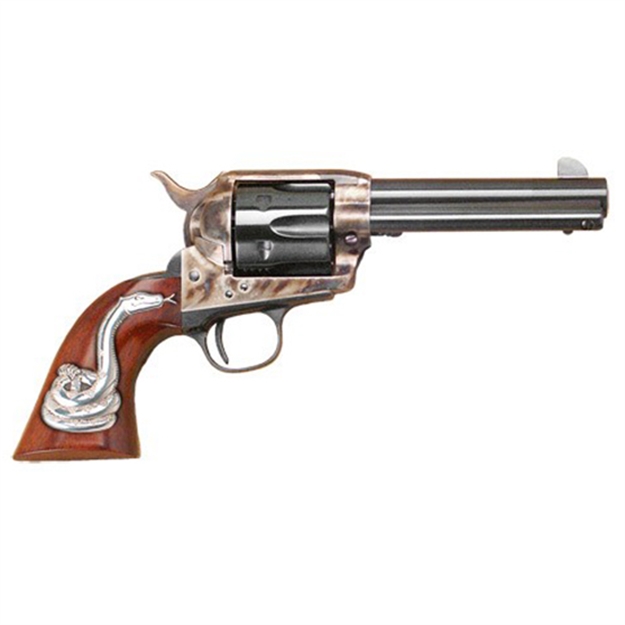 Picture of Cimarron Firearms Man With NO Name Revolver 45 Lc, 4.75 In, Wood Grp, 6 Rnd, Fixed, Case Hardened Frame, Std Trgr