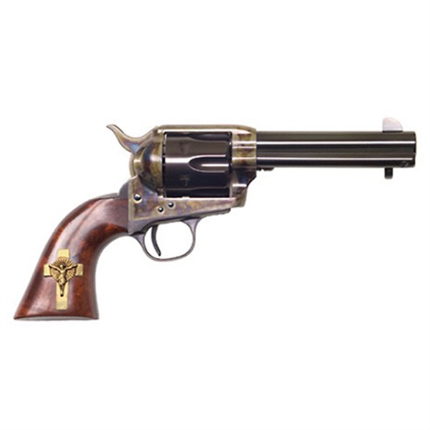 Picture of Cimarron Firearms Holy Smoker Revolver 45 Lc, 4.75 In, Wood Grp, 6 Rnd, Full SZ Case Hardened Frame, Std Trgr