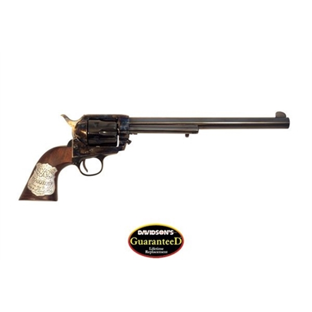 Picture of  Cimarron Pp558 Buntline  45 LC (Long Colt) 6 Shot 10" Blued Frame, Barrel & Cylinder, Walnut W/Inlaid Silver Medallion Grip