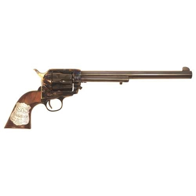Picture of  Cimarron Pp558 Buntline  45 LC (Long Colt) 6 Shot 10" Blued Frame, Barrel & Cylinder, Walnut W/Inlaid Silver Medallion Grip 844234127061