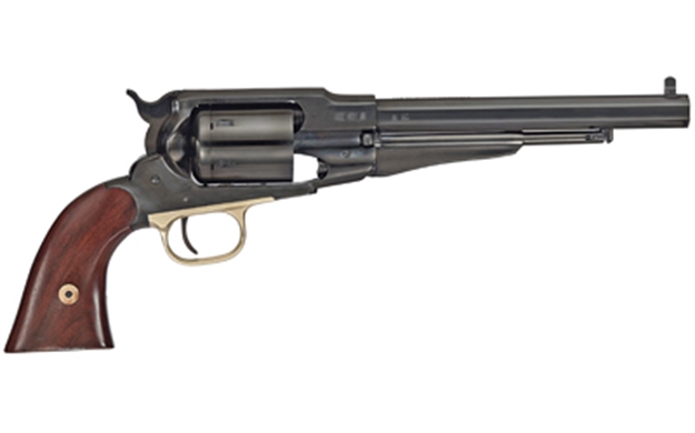 Picture of  Cimarron Preacher 1858 Preacher 45 Colt (Lc) 44 Cal 6 Shot 8" Blued Barrel/Blued Cylinder/Blued W/Gold Frame Walnut Grip 844234239764