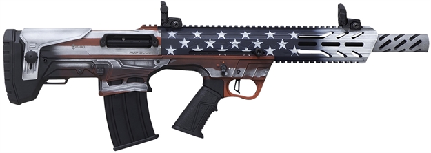 Picture of  Citadel Frps1218usa Pup Scout  12 Gauge Semi-Auto 3" 5+1 18.50" Steel Barrel, Usa Flag Picatinny Rail Aluminum Receiver, Picatinny Handguards, Adj Cheek Riser Synthetic Stock, Black Polymer Grip
