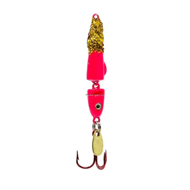 Picture of Clam Jointed Pinhead Jigging Mino, 1/16Oz, Size 14, Red Glow/Gold Glitter