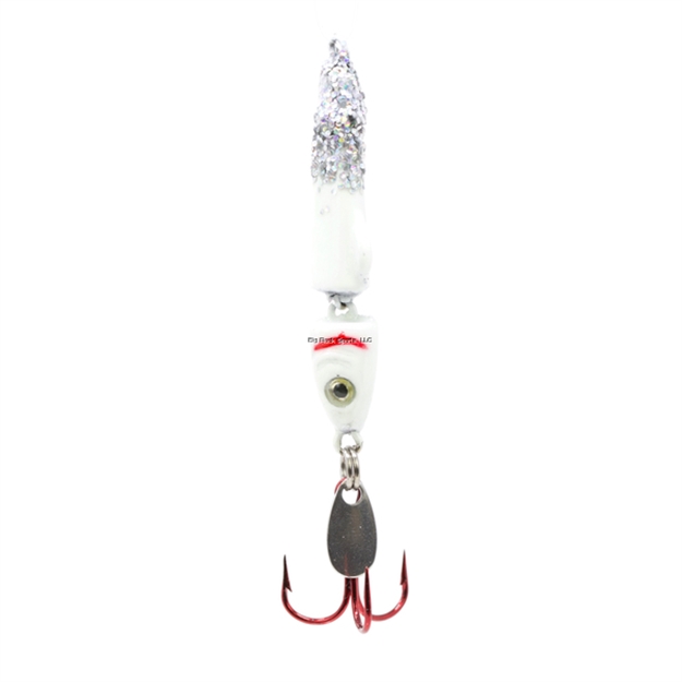 Picture of Clam Jointed Pinhead Jigging Mino, 1/16Oz, Size 14, White Glow/Silver Glitter