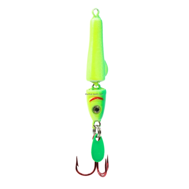 Picture of Clam Jointed Pinhead Jigging Mino, 1/4Oz, Size 8, Chart/Lime Glow