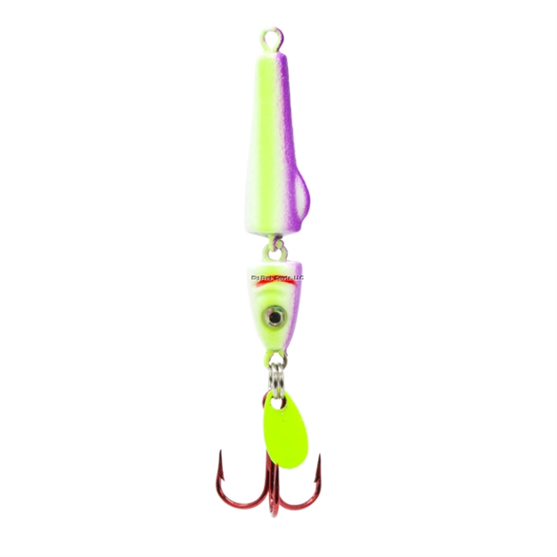 Picture of Clam Jointed Pinhead Jigging Mino, 1/4Oz, Size 8, White Chart/Purple Glow