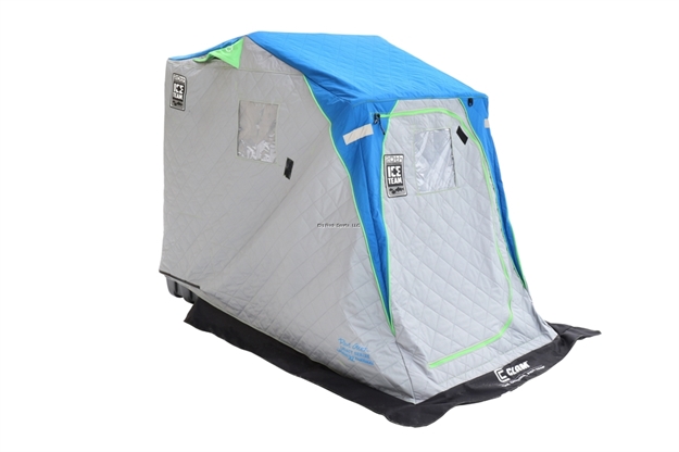 Picture of Clam Legend XL Thermal One Person Shelter, Ice Team Edition, Full Thermal Skin, Swivel Seat, Blue/Gray