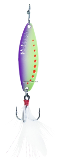 Picture of Clam Panfish Leech Flutter Spoon, 1/32Oz, Size 14, Glow Chartreuse/Purple