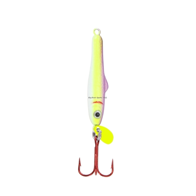Picture of Clam Pinhead Jigging Mino, 1/16Oz, Size 14, White Chartreuse/Purple Glow