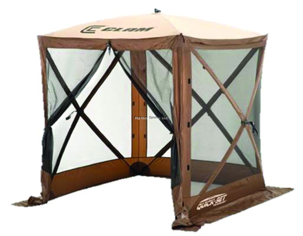 Picture of Clam Traveler Screen Shelter 4 Side Brown/Tan W/Wind Panel Flaps