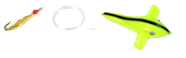 Picture of Clarkspoon Bird Rig - Chartreuse Bird, #0 Gold Clarkspoon, 2/0 Hook, 2.5" Blade,