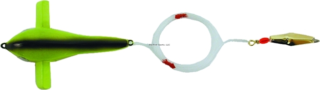 Picture of Clarkspoon Bird Rig - Chartreuse Bird, #00 Gold Clarkspoon, 2/0 Hook, 2" Blade,