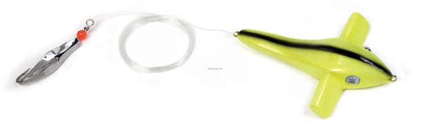 Picture of Clarkspoon Bird Rig - Chartreuse Bird, #00 Silver Clarkspoon, 2/0 Hook, 2" Blade,