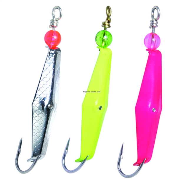 Picture of Clarkspoon Clarkspoon Size 0 Three-Pack One Chrome Hammered Scale Finish, One Chartreuse , One Pink