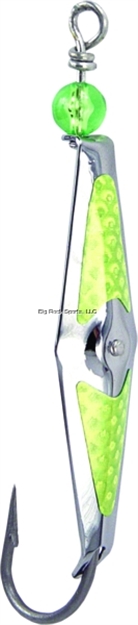Picture of Clarkspoon Flashspoon, 2/0 Hook, 2" Blade, - # 00 Silver Clarkspoon, 2/0 Hook, 2" Blade, W/Chartreuse Flash Tape