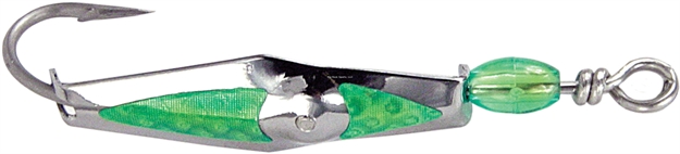 Picture of Clarkspoon Flashspoon, 2/0 Hook, 2.5" Blade, - # 0 Silver Clarkspoon, 2/0 Hook, 2.5" Blade, W/Green Flash Tape