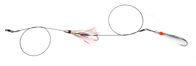 Picture of Clarkspoon Mackerel Duster Rig - Pink Duster W/#0 Silver Clarkspoon, 2/0 Hook, 2.5" Blade,