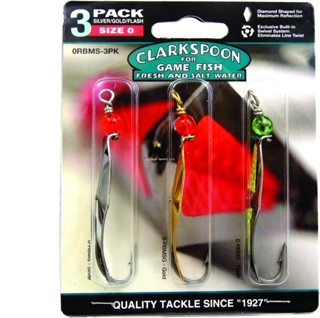 Picture of Clarkspoon Size 0 Chrome Plated Clarkspoon, 2/0 Hook, 2.5" Blade, Three-Pack