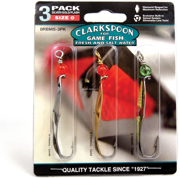 Picture of Clarkspoon Size 00 Chrome Plated Clarkspoon, 2/0 Hook, 2" Blade, Three-Pack