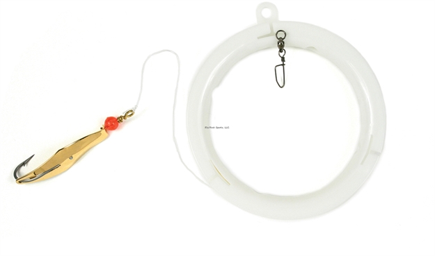 Picture of Clarkspoon Size 1 Gold Clarkspoon, 5/0 Hook, 3" Blade, Rigged ON Leader Wheel