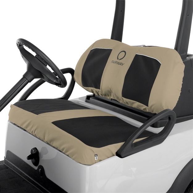 Picture of Classic Fairway Golf Cart Neoprene Bench Seat Cover-Blk/Khki