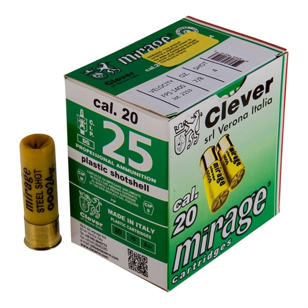 Picture of Clever Mirage T3 Soft Steel Hunting 20Ga 7/8 OZ #4 1400 Fps