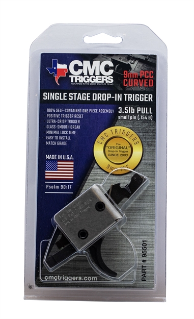 Picture of  Cmc Triggers 95501 Drop-In Pcc Single-Stage Curved Trigger W/ 3-3.50 Lbs Draw Weight & Black/Silver Finish 850544004206