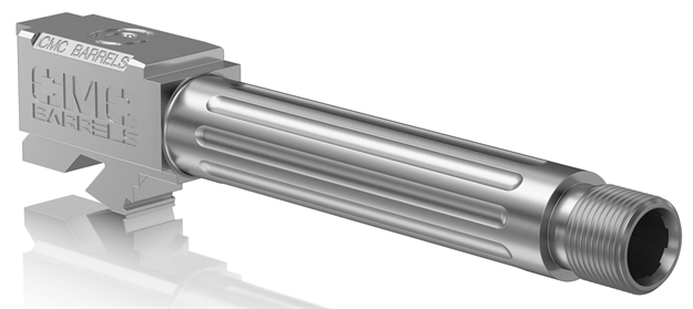 Picture of  Cmc Triggers 75525 Match Precision  Compatible W/ Glock 19 Gen3-4 9Mm Luger 4.01" Stainless Bead Blasted Satin Dlc 416R Stainless Steel Fluted/Match Grade/Threaded Barrel 859464006482