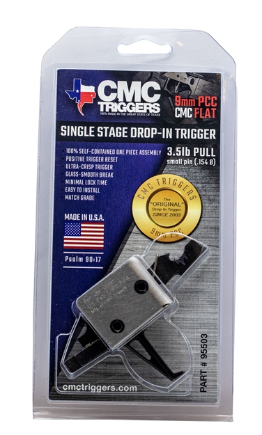 Picture of  Cmc Triggers 95503 Drop-In Pcc Black/Silver Flat Trigger Single-Stage 3-3.50 Lbs Draw Weight 850544004220