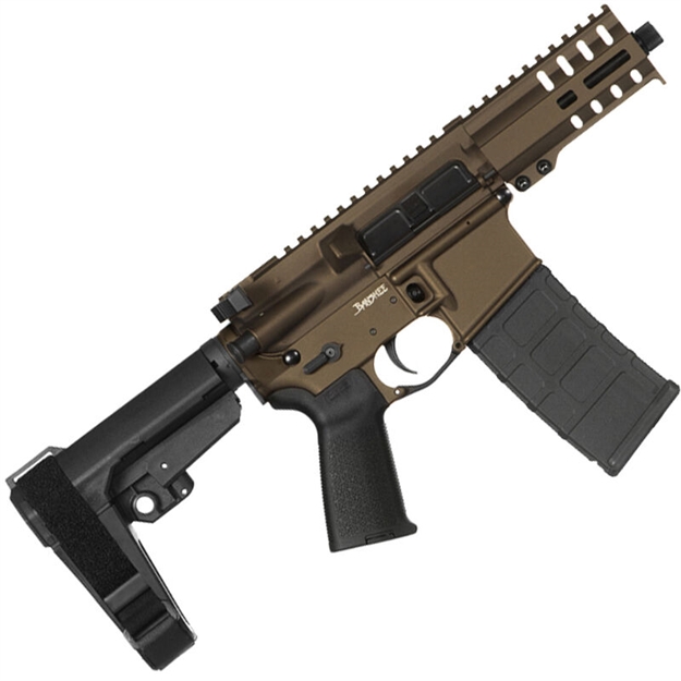 Picture of Cmmg  Banshee 300 Mk4 9Mm Luger Ar-15 Semi Auto Pistol 5" Barrel 30 Rounds Uses Arc Magazines Rml4 M-Lok Handguard  Micro/Cqb Ripbrace Midnight Bronze Finish