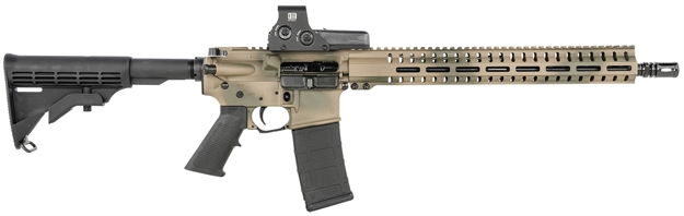 Picture of Cmmg 55Ae199 Resolute 100 Mk4 5.56X45mm Nato 16" 30+1 Flat Dark Earth Battleworn Cerakote Rec Black Adjustable Stock Black A2 Grip Right Hand Includes Eotech Sight