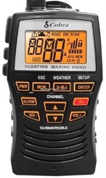 Picture of Cobra Enterprises Marine Radio- Floating, 4-Digit Lcd Screen, Submersible, With All Noaa Weather Channels