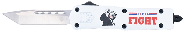 Picture of  Cobratec Knives Mtrp24fttns Fs-3 Trump 2024 Otf Tanto Plain D2 Steel Blade White Trump Fight 2024 Aluminum Cerakoted Handle 753389272284