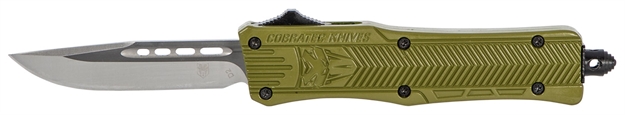 Picture of  Cobratec Knives Sodctk1sdns Ctk-1  Small 2.75" Otf Drop Point Plain D2 Steel Blade/Od Green Aluminum Handle Features Glass Breaker Includes Pocket Clip 099654021950