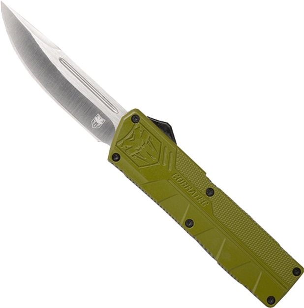 Picture of  Cobratec Knives Odctlwdns Lightweight  3.25" Otf Drop Point Plain D2 Steel Blade/Od Green Aluminum Handle Includes Pocket Clip 099654026313