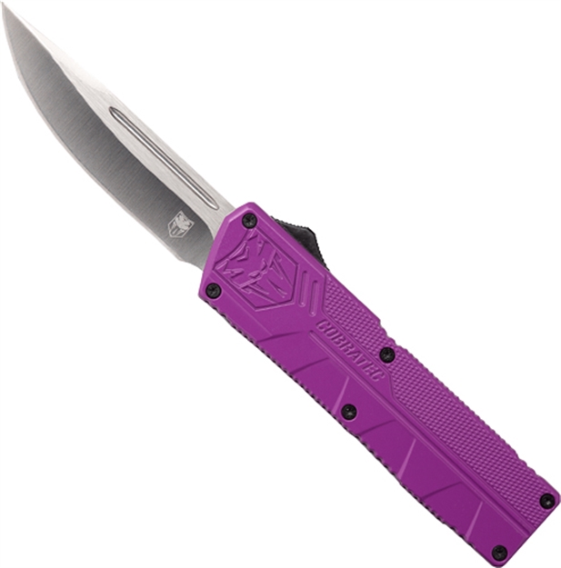 Picture of  Cobratec Knives Purctlwdns Lightweight  3.25" Otf Drop Point Plain D2 Steel Blade/Purple Aluminum Handle Includes Pocket Clip 099654026498