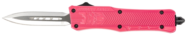 Picture of  Cobratec Knives Spkctk1sdagns Ctk-1  Small 2.75" Otf Dagger Plain D2 Steel Blade, Pink Aluminum Handle Features Glass Breaker 099654022766