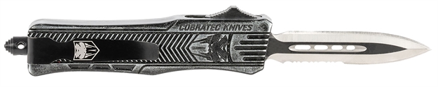 Picture of  Cobratec Knives Sswctk1sdag1ss Ctk-1  Small 2.75" Otf Dagger Part Serrated D2 Steel Blade/ Stonewashed Aluminum Handle Features Glass Breaker Includes Pocket Clip