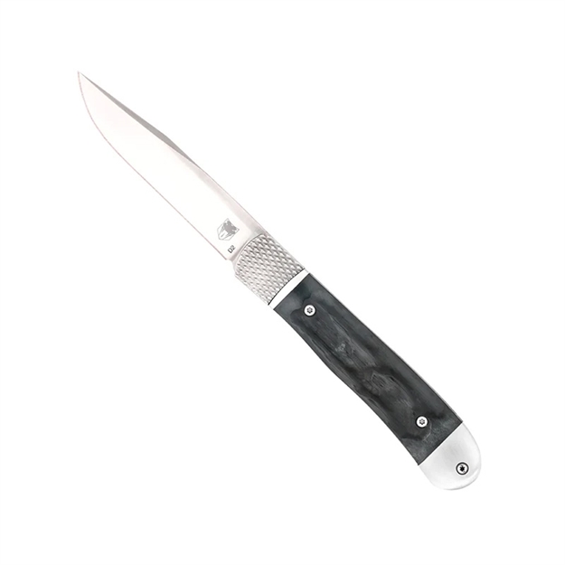 Picture of  Cobratec Knives Ctthrblk Trapper Hidden Release 3.12" Ots Drop Point Plain Satin D2 Steel Blade, 4.25" Black Bone Scales Handle 099654043167